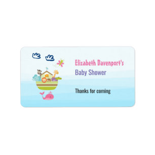 Etiqueta Cute Animal Ark Baby Shower