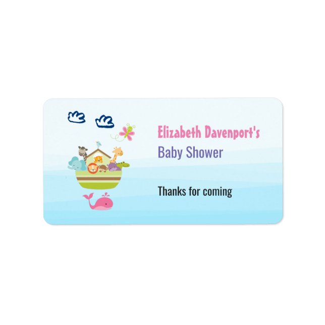 Etiqueta Cute Animal Ark Baby Shower (Frente)