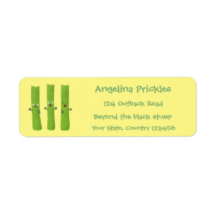 Etiqueta Cute apio palitos trio verduras personalizados