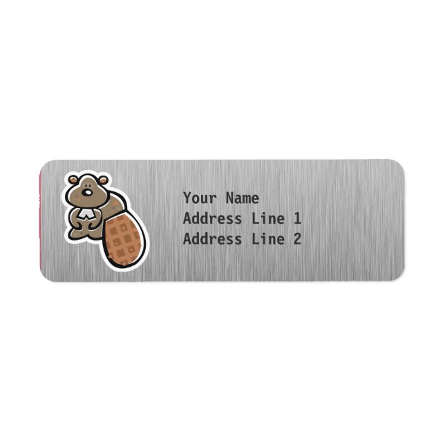 Etiqueta Cute Beaver; aspecto Metalizado (Frente)