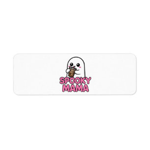 Etiqueta Cute Boba Ghost - Spooky Mama Kawaii Halloween