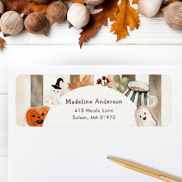 Etiqueta Cute Boho Halloween Ghost Pumpkin Baby Shower