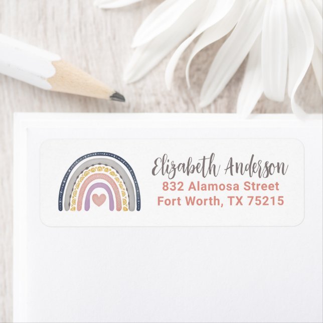 Etiqueta Cute Boho Rainbow Baby Shower (In situ)
