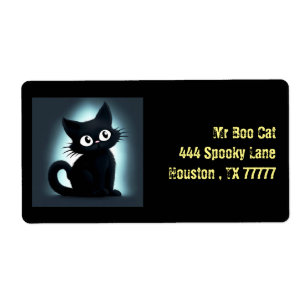 Etiqueta Cute Boo Black Cat Halloween Dirección de devoluci