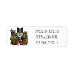 Etiqueta Cute Border Collie Gardening