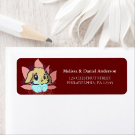 Etiqueta Cute Bunny Baby Shower Burgundy