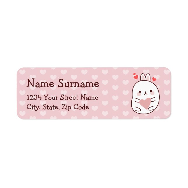 Etiqueta Cute Bunny Heart  (Frente)