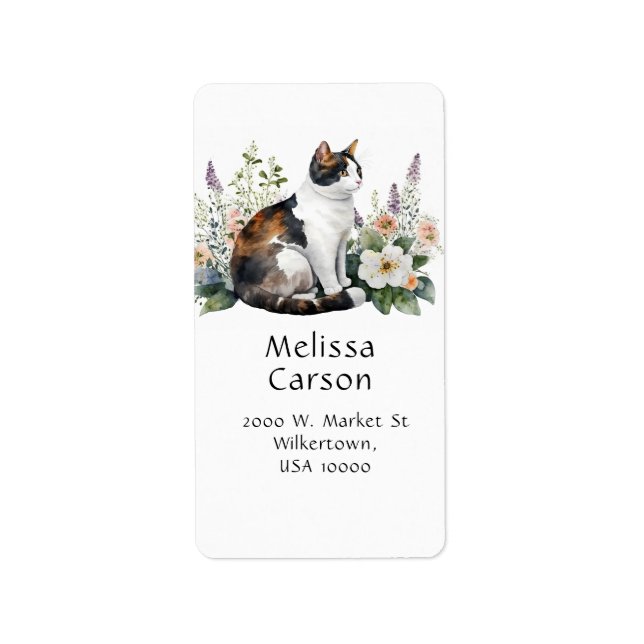 Etiqueta Cute Calico Cat (Frente)