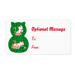 Etiqueta Cute Candy Cane Cat