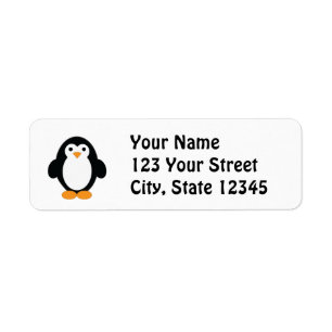 Etiqueta Cute Cartoon Penguin
