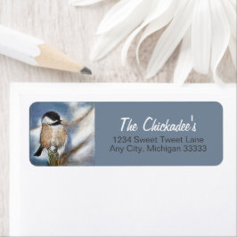 Etiqueta Cute Chickadee Song Bird Winter Painting