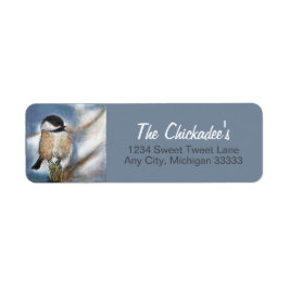 Etiqueta Cute Chickadee Song Bird Winter Painting