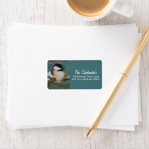 Etiqueta Cute Chickadee Winter Song Bird Art Label