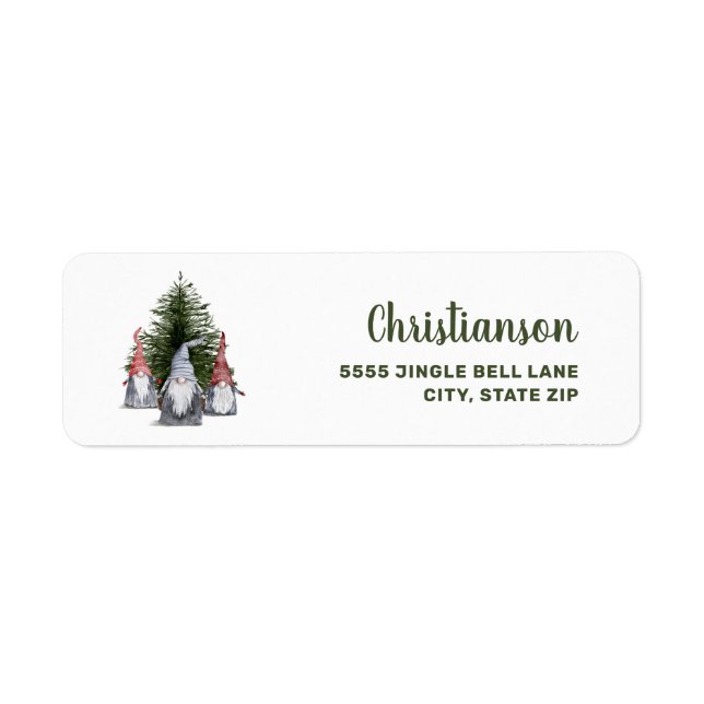 Etiqueta Cute Christmas Gnomes Tree  (Frente)