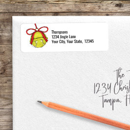 Etiqueta Cute Christmas Jingle Bell Return Address