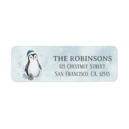 Etiqueta Cute Christmas Penguin Custom Christmas
