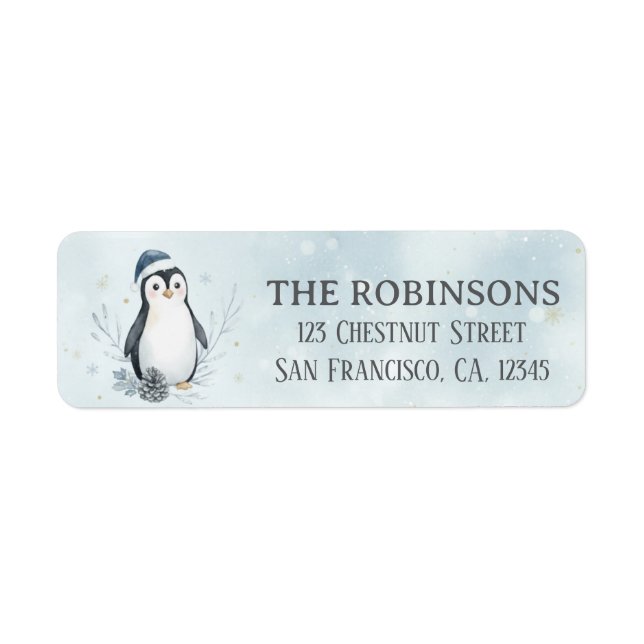 Etiqueta Cute Christmas Penguin Custom Christmas (Frente)
