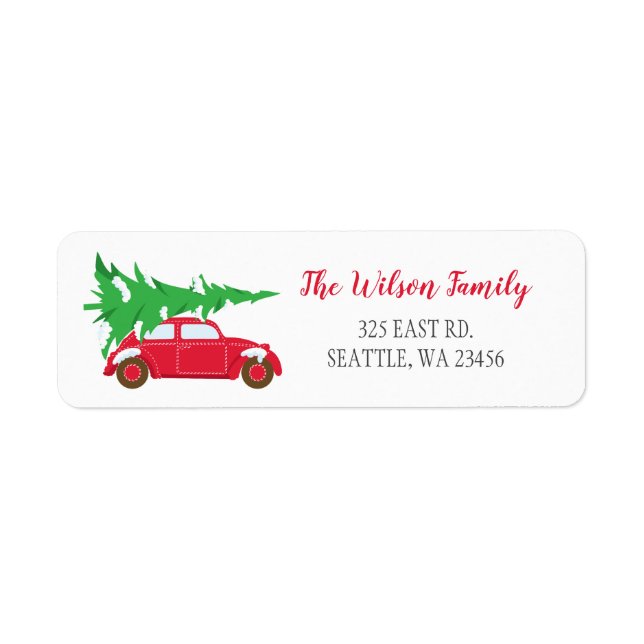 Etiqueta Cute Christmas Tree Car Address (Frente)