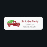 Etiqueta Cute Christmas Tree Vintage Red Truck Address<br><div class="desc">Cute Christmas Tree Vintage Red Truck Address Labels</div>