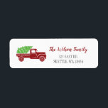 Etiqueta Cute Christmas Tree Vintage Red Truck Address<br><div class="desc">Cute Christmas Tree Vintage Red Truck Address Labels</div>