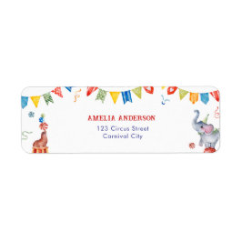 Etiqueta Cute Circus Animals Carnival Address Label