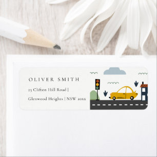 Etiqueta Cute City Urban Vehs Cars Road Kids Dirección