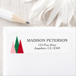 Etiqueta Cute Colorful Christmas Trees Return Address