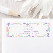 Cute Colorful Heart Purple Girly Script Address