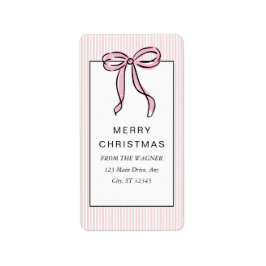 Etiqueta Cute Coquette Pink Bow Merry Christmas