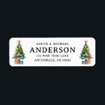 Etiqueta Cute Custom Family Name Christmas Tree<br><div class="desc">Cute Christmas tree return address labels for Christmas cards - Personalize the return address label template with your first and last name,  street address,  city,  state and zip code.  To change the font type and color use the design tool for further customization.</div>