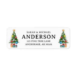 Etiqueta Cute Custom Family Name Christmas Tree