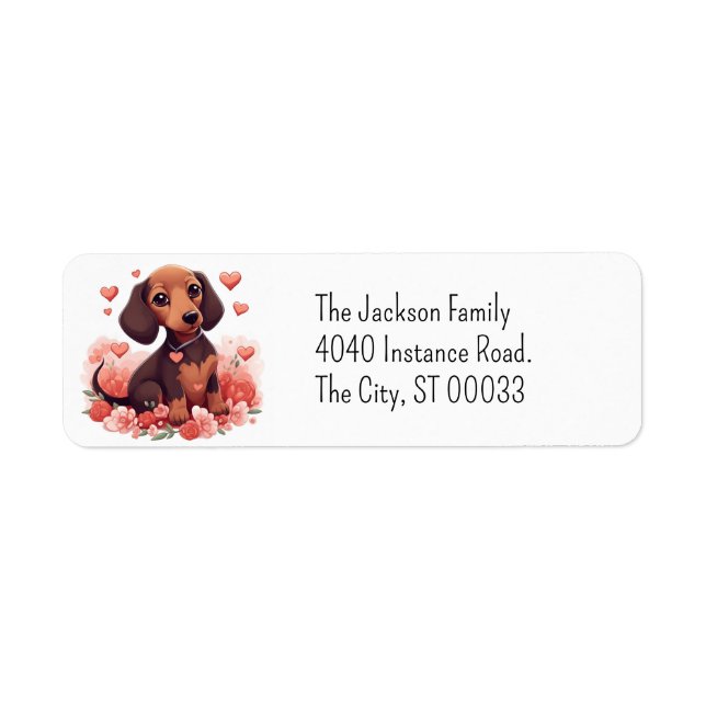 Etiqueta Cute Dachshund Puppy Kawaii Chibi (Frente)