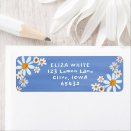 Etiqueta Cute Daisies Gouache Personalizado Dirección de re