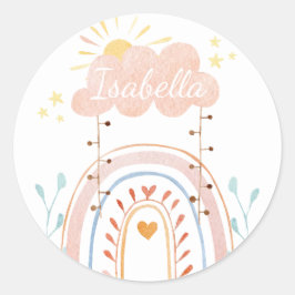 Etiqueta Cute de color de agua para niños arcoiris