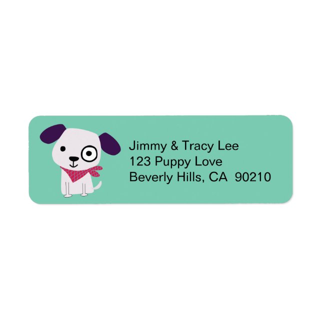 Etiqueta Cute Dog Address Labels, light green (Frente)