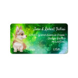 Etiqueta Cute dog green bokeh festive custom label<br><div class="desc">Cute dog on green bokeh background,  unique,  custom address label with a tranquil,  serene,  festive feeling. 
Get ready for your Season correspondence,  personalize the texts easily and differentiate your mails in style.
Just click on the Personalize button to amend the default text.

Merry Christmas!</div>