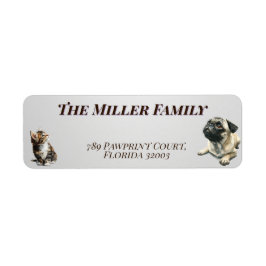 Etiqueta Cute dogs and cats look up Personalized