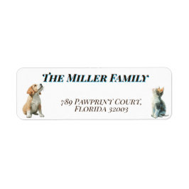 Etiqueta Cute dogs and cats look up Personalized
