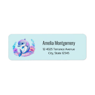 Etiqueta Cute Dolphin Sea Creature