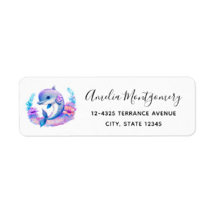 Etiqueta Cute Dolphin Sea Creature