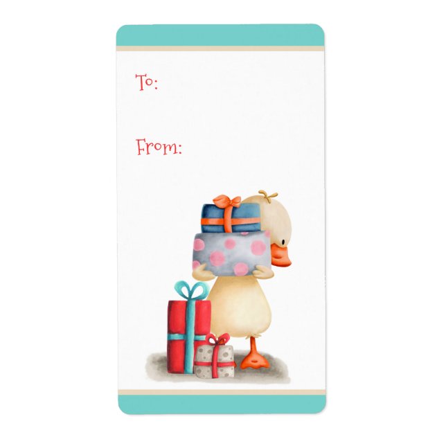 Etiqueta Cute Duck Presenta A De Navidades (Frente)