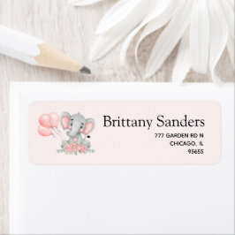 Etiqueta Cute Elephant Baby shower girl