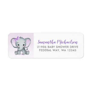 Etiqueta Cute Elephant Chica Balloons Baby Shower