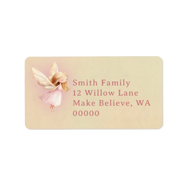 Etiqueta Cute Fairy First Theme Girl's 1st Birthday Party (Frente)