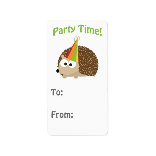 Etiqueta Cute Fiesta Time Hedgehog (Frente)