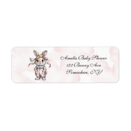 Etiqueta Cute Floral Bunny Girl Baby Shower Address