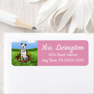 Etiqueta Cute Flower Gardener Pit Bull (lt romano 3)