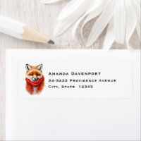 Cute Fox en una bufanda roja Imagen de otoño Direc