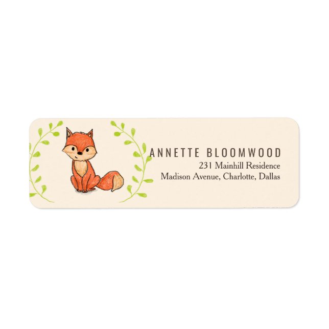 Etiqueta Cute Fox Woodland Baby Shower (Frente)