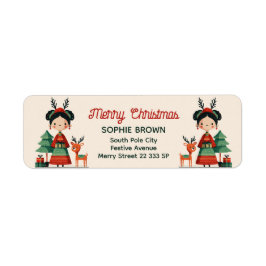 Etiqueta Cute Frida Kahlo Merry Christmas Return Address